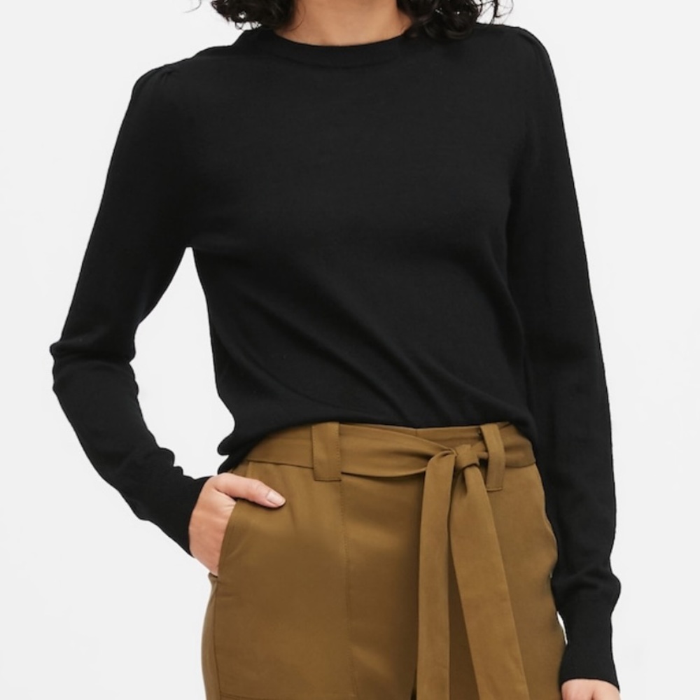 Merino Puff-Sleeve Sweater Banana Republic